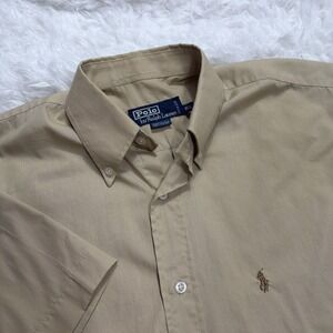 Vintage 1990's Polo Ralph Lauren Shirt Mens 15.5 Beige Tan Medium MADE IN USA!!